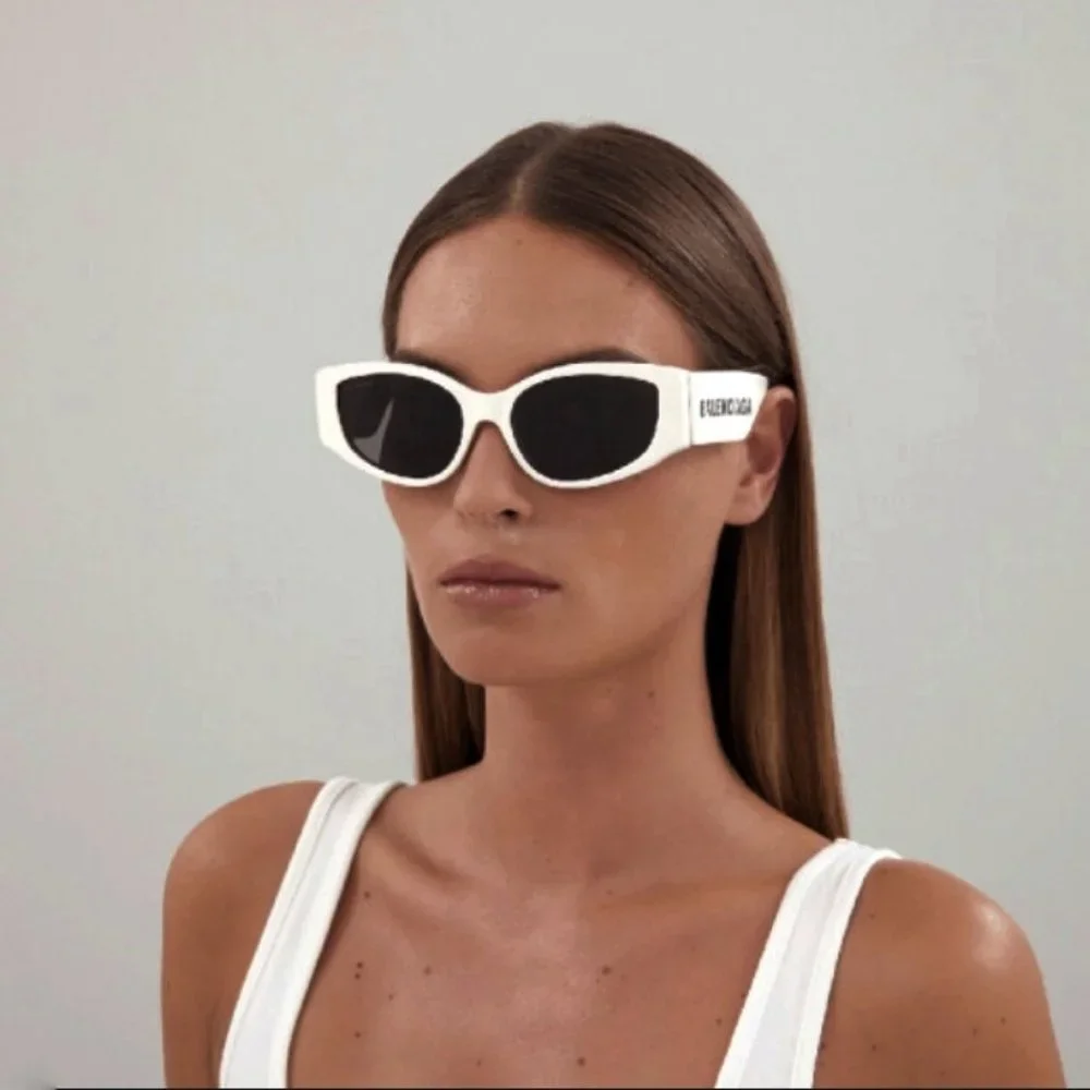 NEW BALENCIAGA BB0258S 003 OVERSIZED WOMEN WHITE SUNGLASSES BALENCIAGA